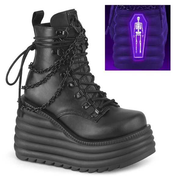 DEMONIA - MORTE 65 Black Platform Boots - Picture 1 of 1